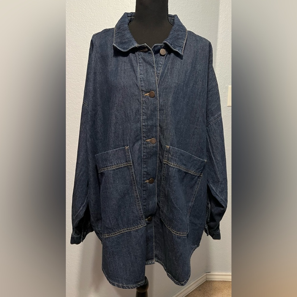 The Drop Women’s Shacket Pilar Long Denim Shirt Jacket XXL NWT - Picture 2 of 7